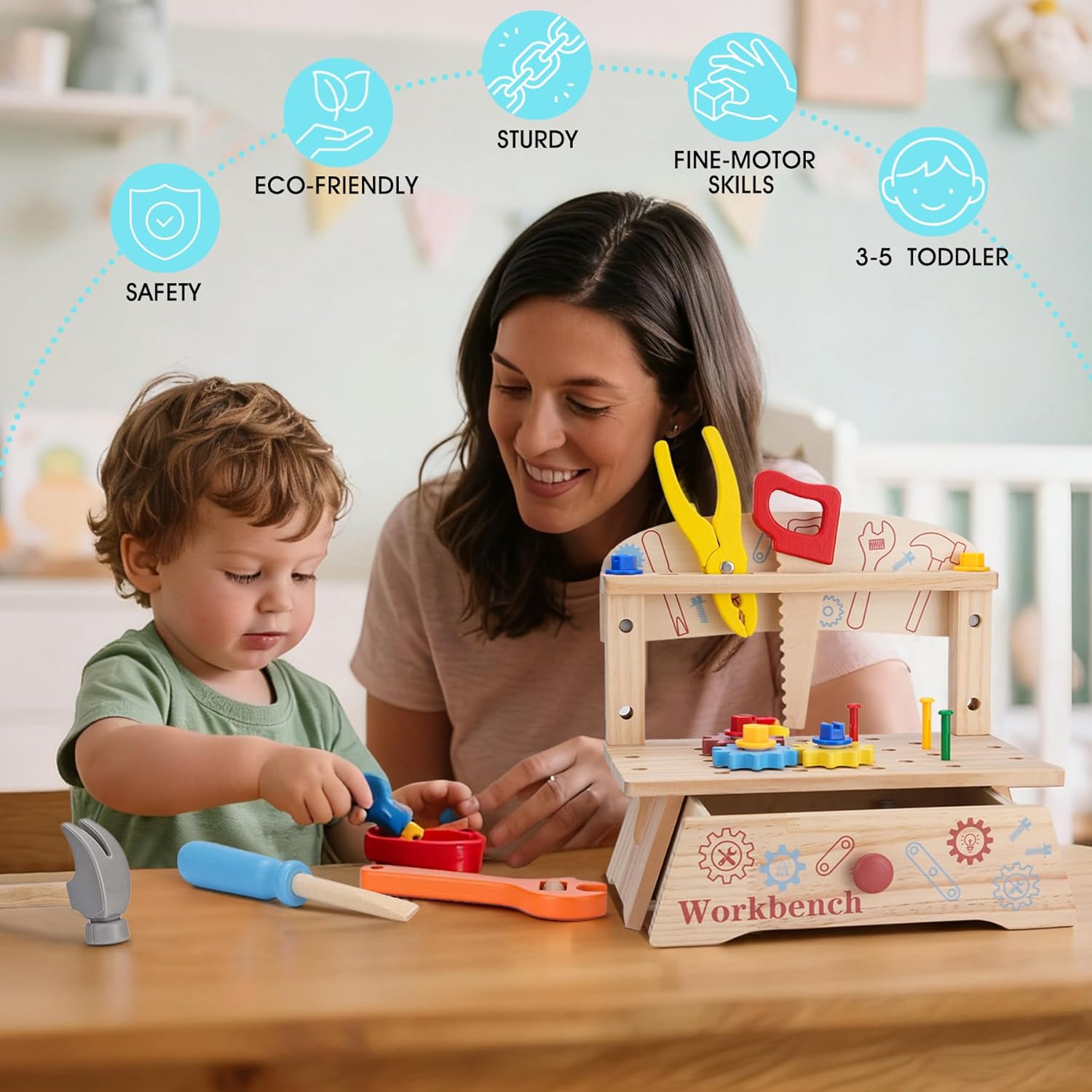 Drewniana warsztatka narzędzio – Gardening Tools Toddler recenzja i cena